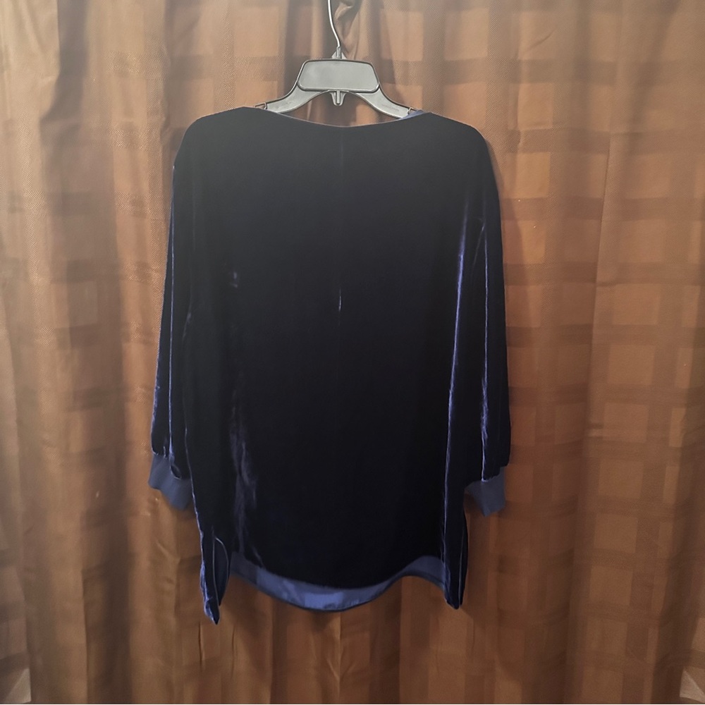 LAFAYETTE 148 Velvet Boatneck Deep Midnight Blue Blouse XXL - Picture 4 of 5